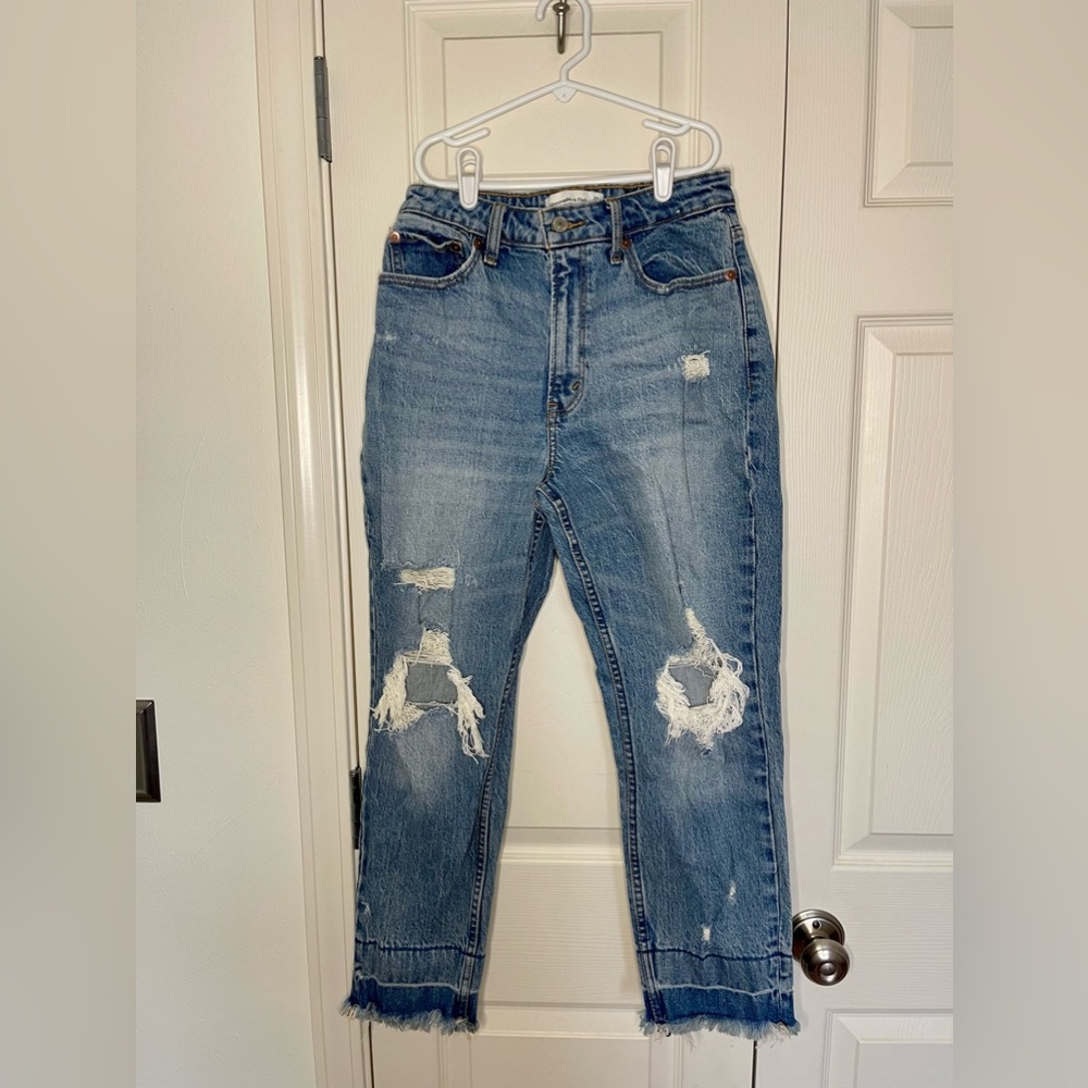 High rise mom jeans with rips